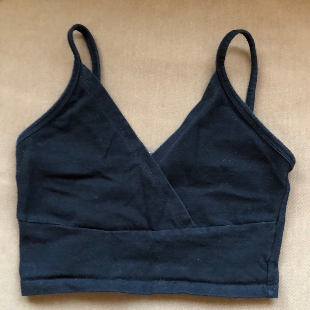 Brandy Melville Black Crop V-neck Tank Top